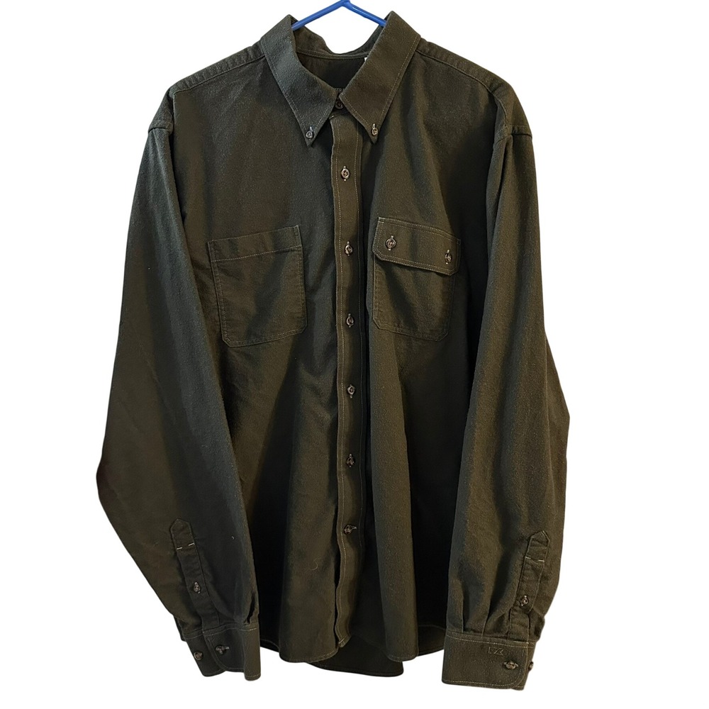 Cutter‎ & Buck Men's Flannel Long Sleeve Button Down Shirt Olive Green XL